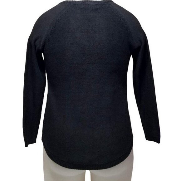 Style & Co Black White Embroidery Star Petite Whimsy Pullover Sweater (M) NWT - Picture 2 of 8